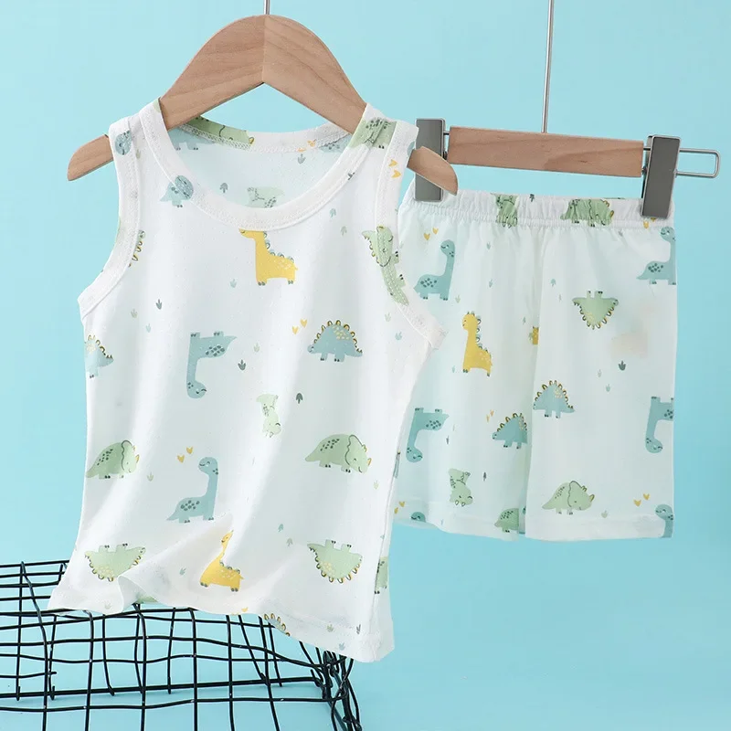 Summer Clothing For Baby Boy - Kids Bamboo Cotton Vest Suit Summer