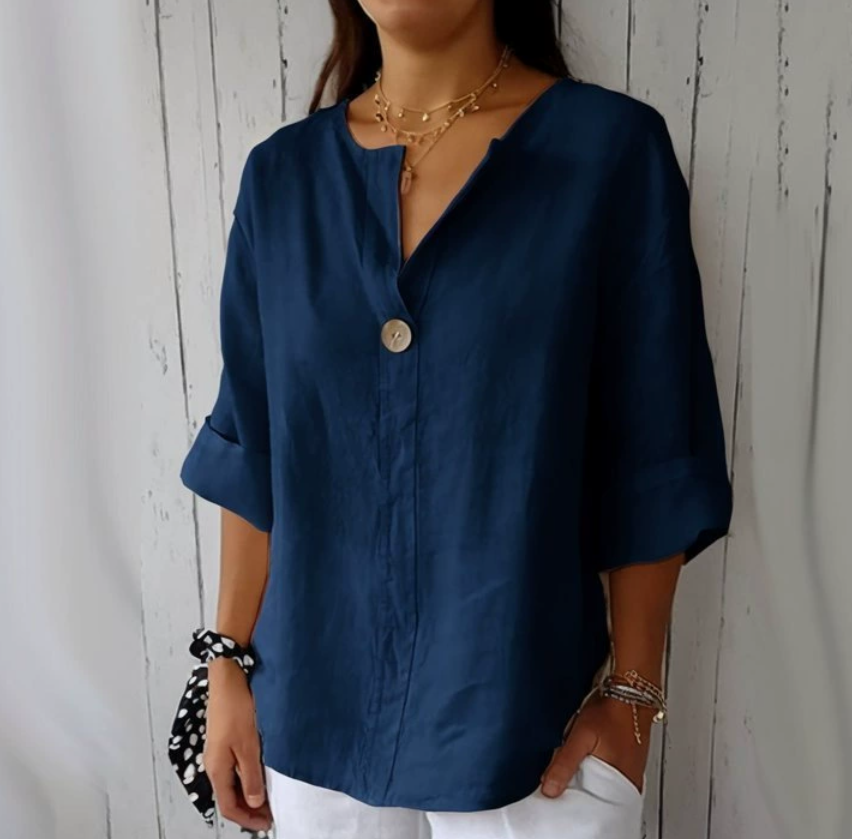 Summer Clothing Office - Plus Size Women's V-Neck Cotton Linen
