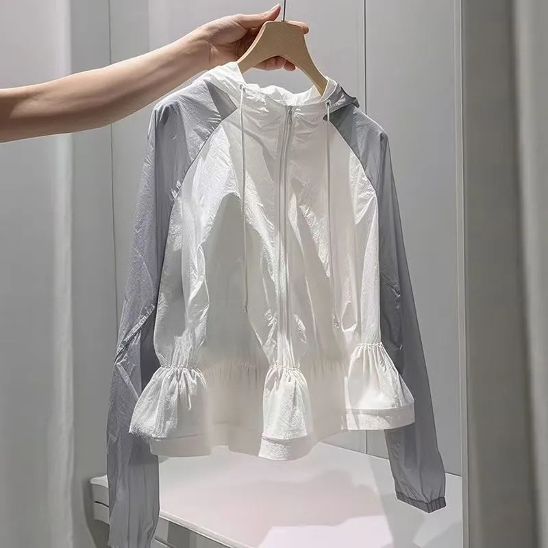 Summer Light Clothing - Contrast Color Sun-Protective Clothing Coat Women's