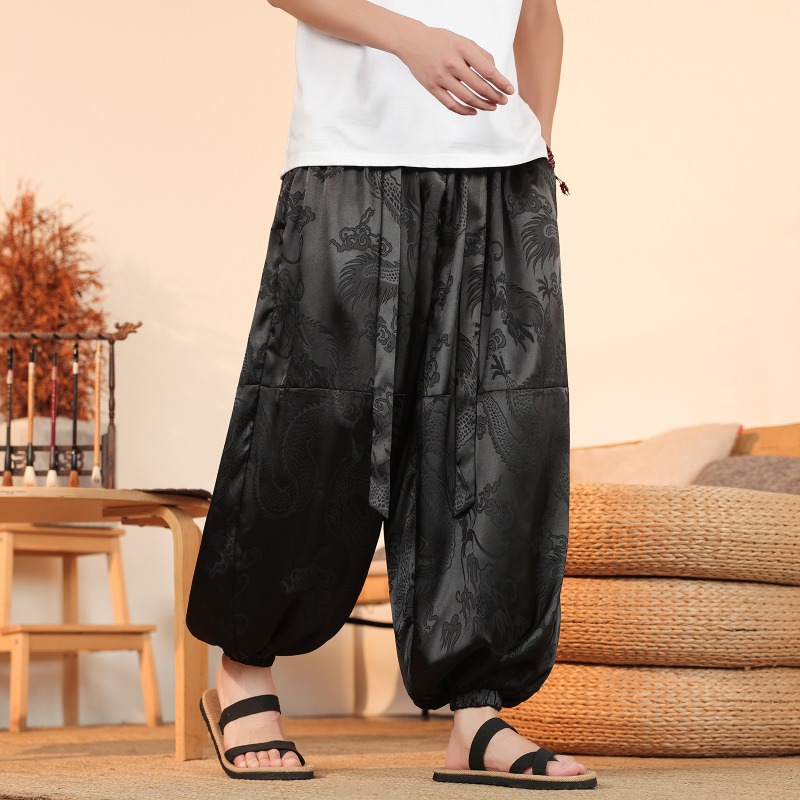 Summer Light Clothing - Men Wide Leg Pants Summer Ice