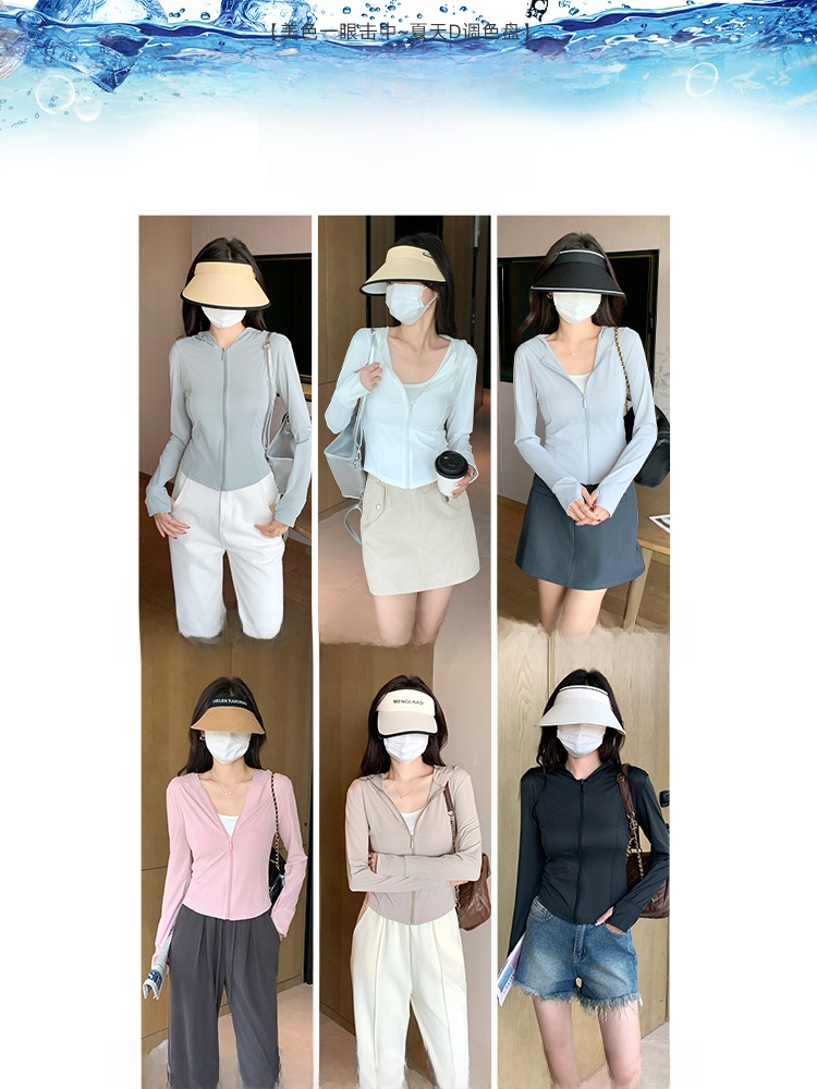 Gray Green Ice Silk Hooded UV  - Summer Green Clothing ulasan dan harga