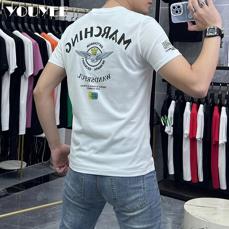 T-shirt Men's Embroidered Roun - Summer Green Clothing ulasan dan harga