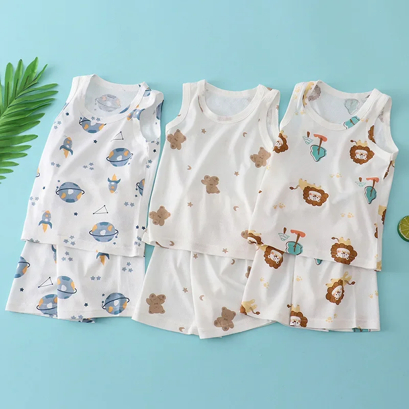 Kids Bamboo Cotton Vest Suit S - Summer Clothing For Baby Boy ulasan dan harga