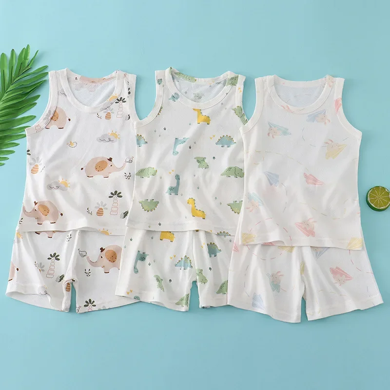 Kids Bamboo Cotton Vest Suit S - Summer Clothing For Baby Boy ulasan dan harga