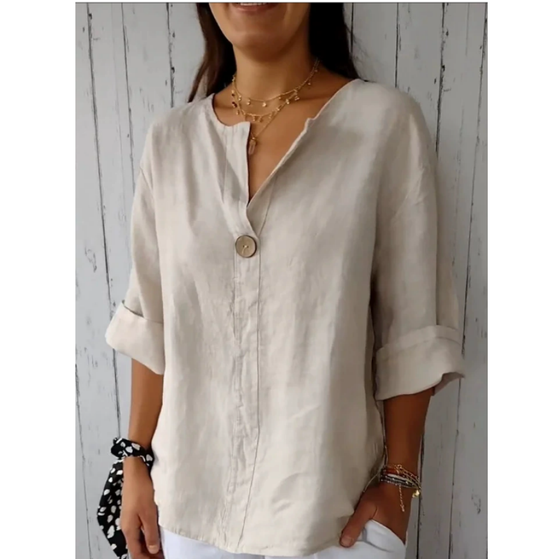 Plus Size Women's V-Neck Cotto - Summer Clothing Office ulasan dan harga