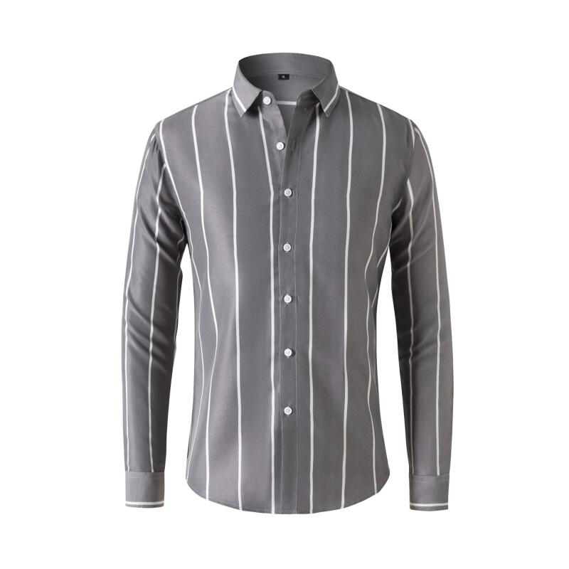 Men's Striped Dress Shirt Long - Summer Clothing Office ulasan dan harga
