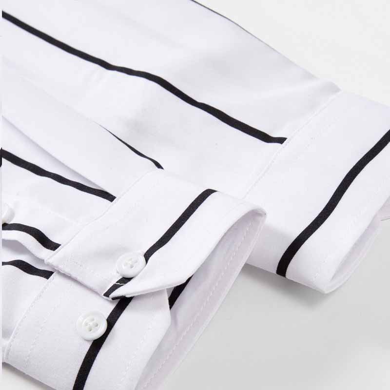 Men's Striped Dress Shirt Long - Summer Clothing Office ulasan dan harga