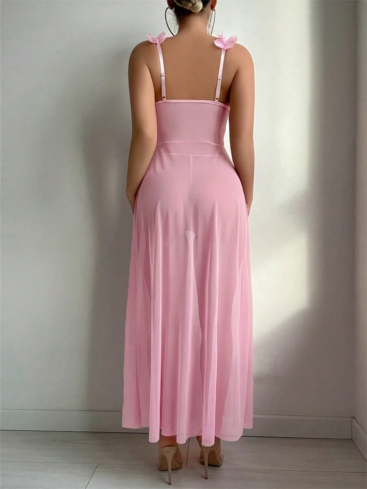 Pink Floral Lace See Through N - Summer Clothing Elegant ulasan dan harga