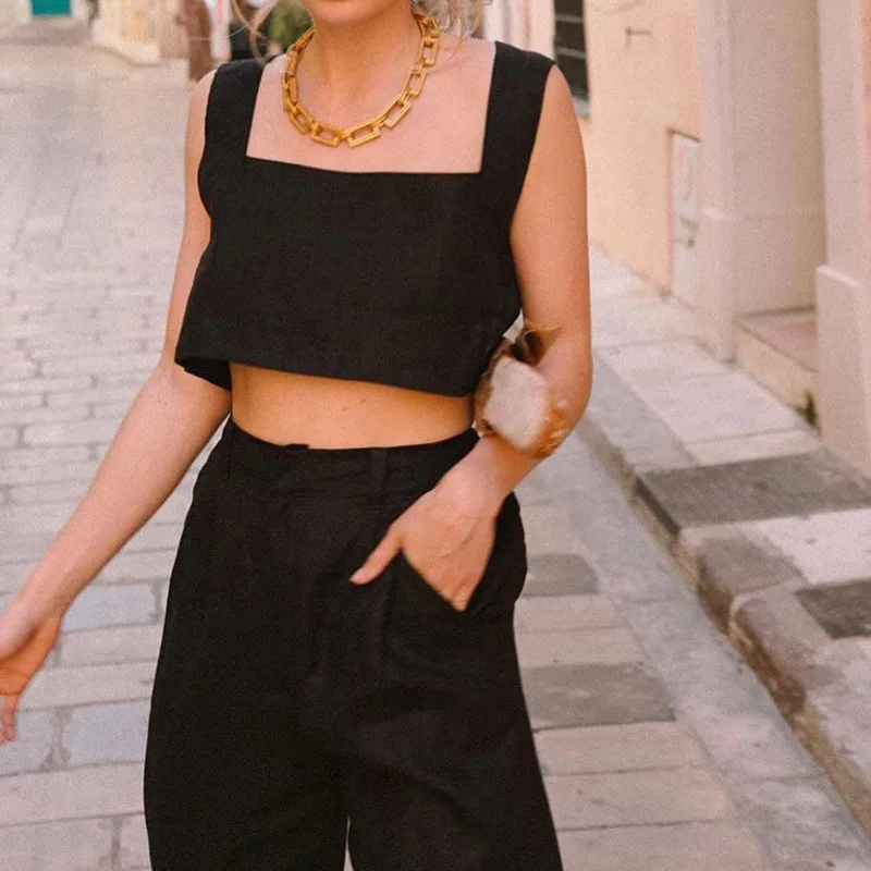 100% Linen White Crop Top 2026 - Summer Green Clothing ulasan dan harga