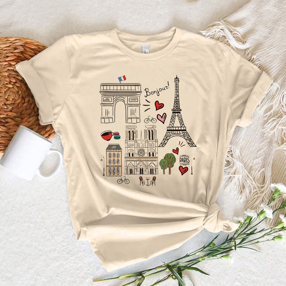 Paris Printed Women's T-shirt  - Summer Clothing In Paris ulasan dan harga