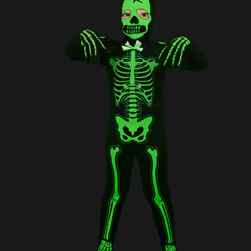 Black Glowing Skeleton Costume - Summer Light Clothing ulasan dan harga