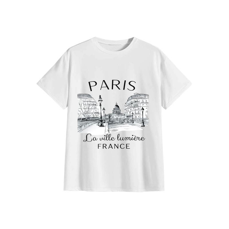 90s T Shirt Paris Women Print  - Summer Clothing In Paris ulasan dan harga