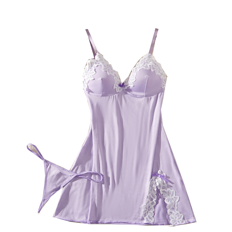 Light Purple Deep V Women Nigh - Summer Light Clothing ulasan dan harga