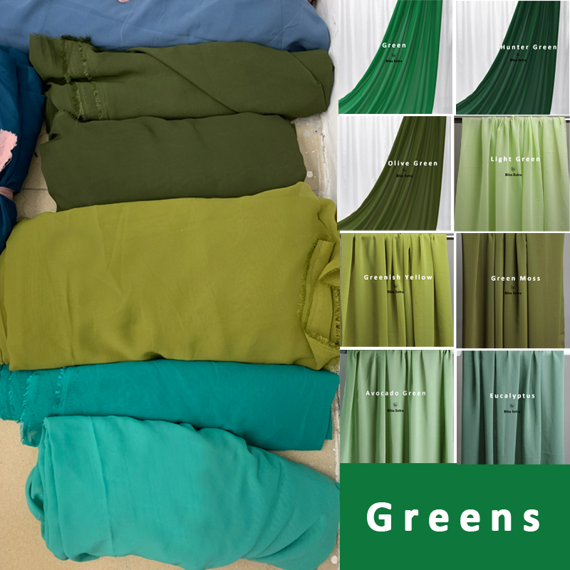 Green Chiffon Fabric Drape Hig - Summer Green Clothing ulasan dan harga